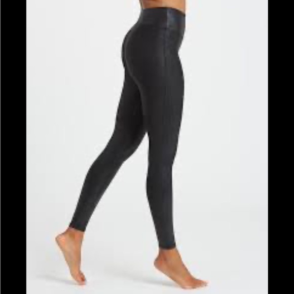 Spanx black faux leather skinny high waisted leggings - Picture 1 of 4